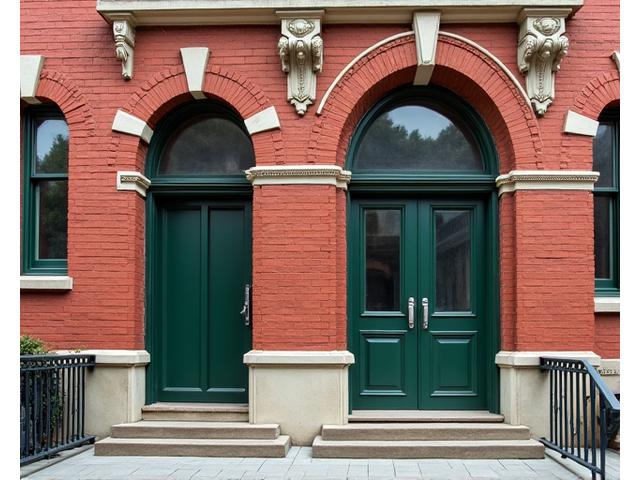 Restaureret historisk bygningens facade med originale detaljer