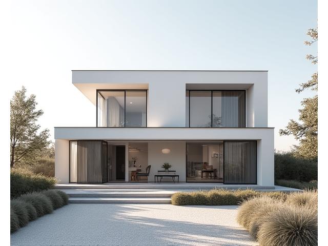 Moderne villa i Aarhus med store vinduespartier og minimalistisk design